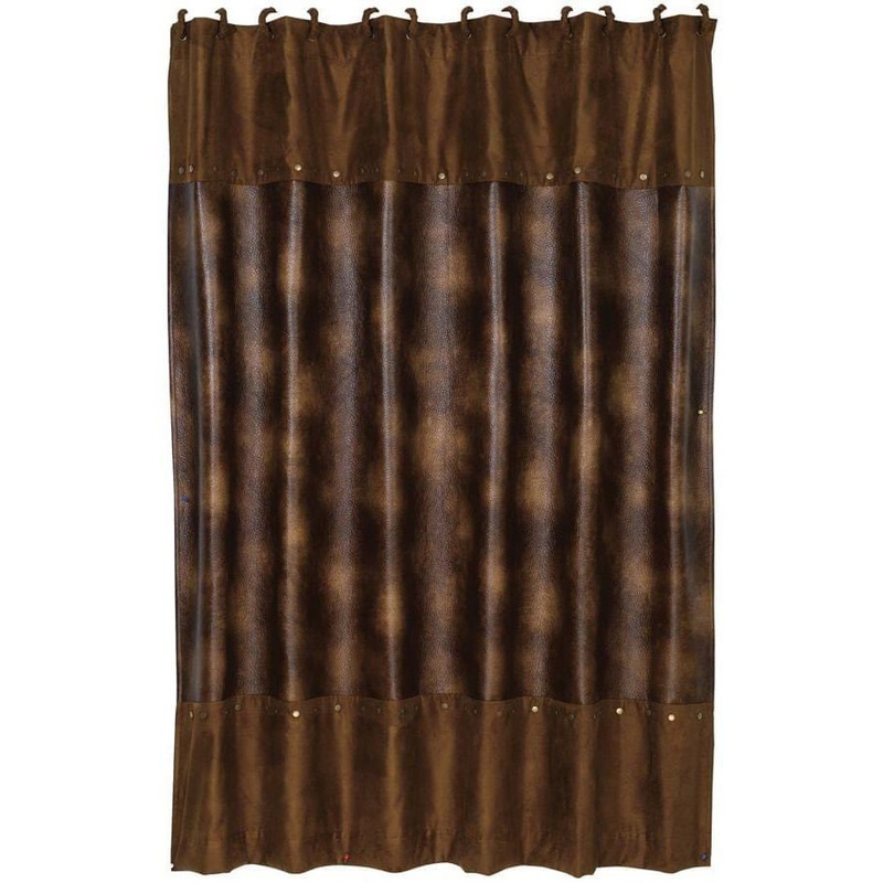 Studded Brown Faux Leather Shower Curtain