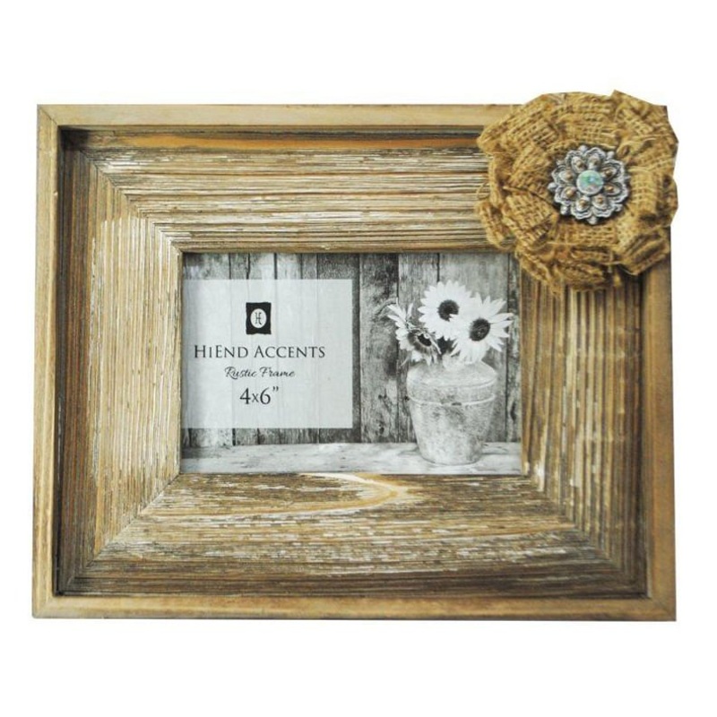 Wooden Burlap Bow Picture Frame