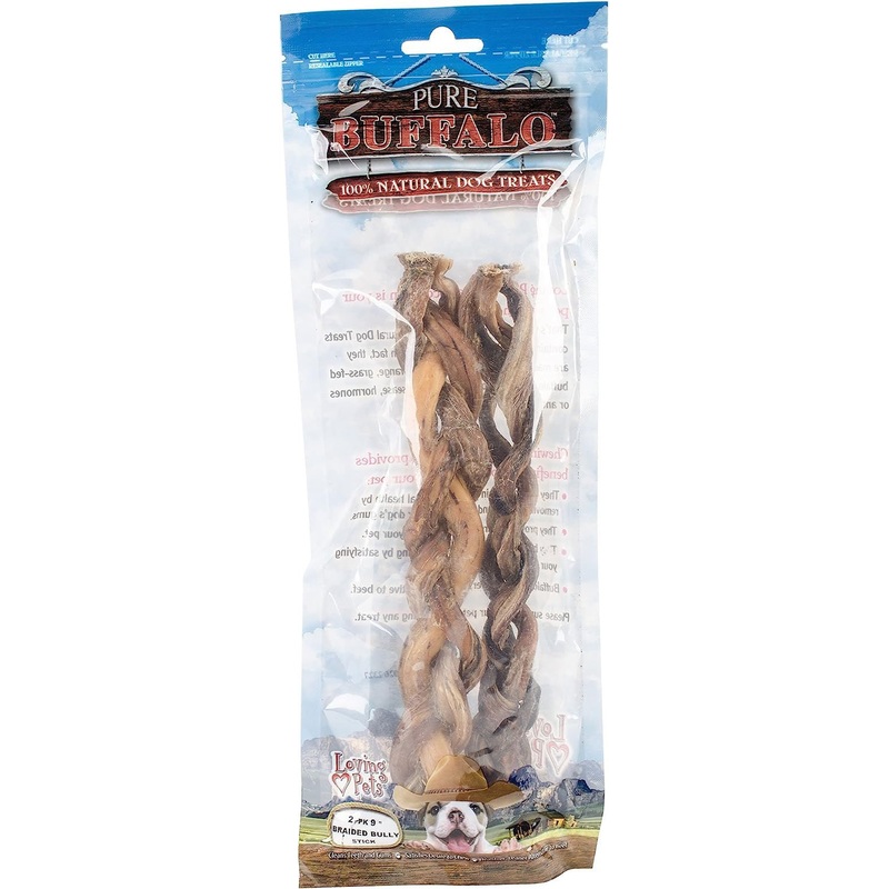9 Pure Buffalo Braided Bully Stick, 2 PK