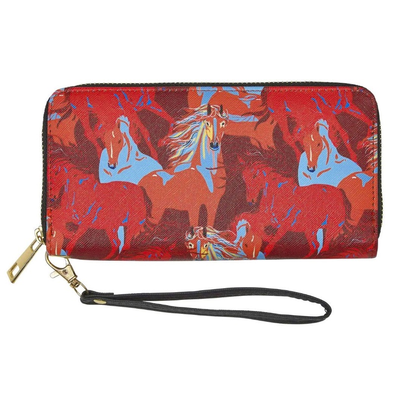 Colorful Horses Clutch Wallet|Red