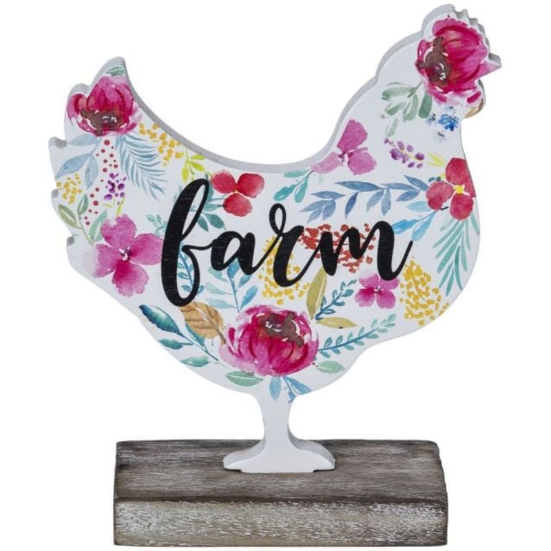 Floral Farm Chicken Tabletop Decor