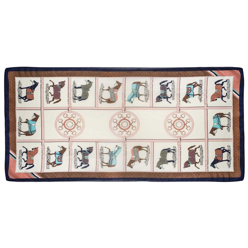 Horses in Blankets Silky Scarf, 35 x 70
