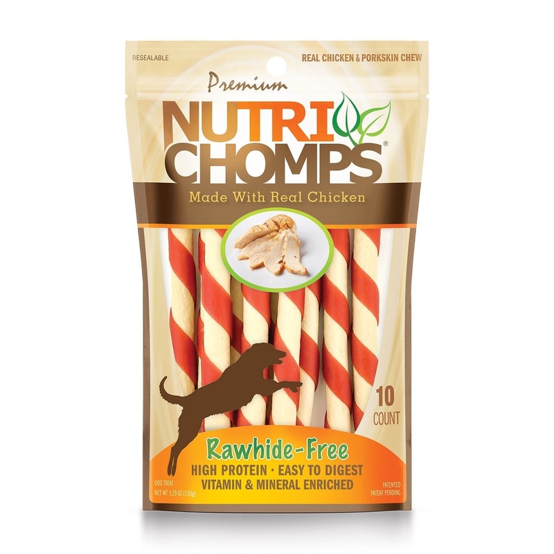 NutriChomps 10ct Chicken Flavor Mini Twist Rawhide-Free Dog Chews  5 Inch High Protein Treats