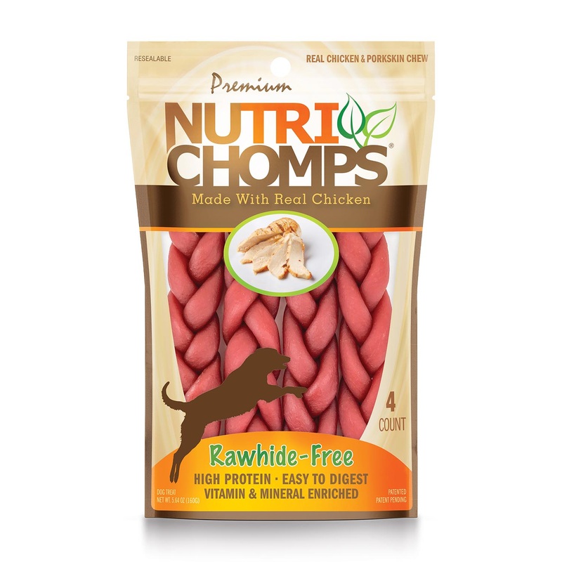NutriChomps 6 Chicken Flavor Braid Dog Chews, 4 ct