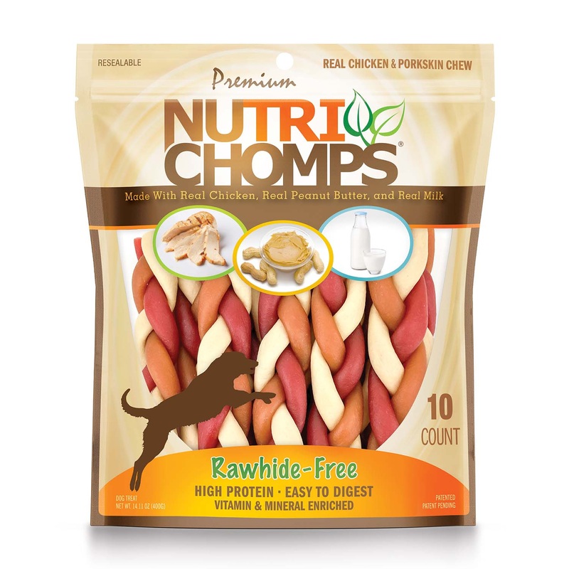 NutriChomps 6 Mixed Flavor Braid Dog Chews, 10 ct