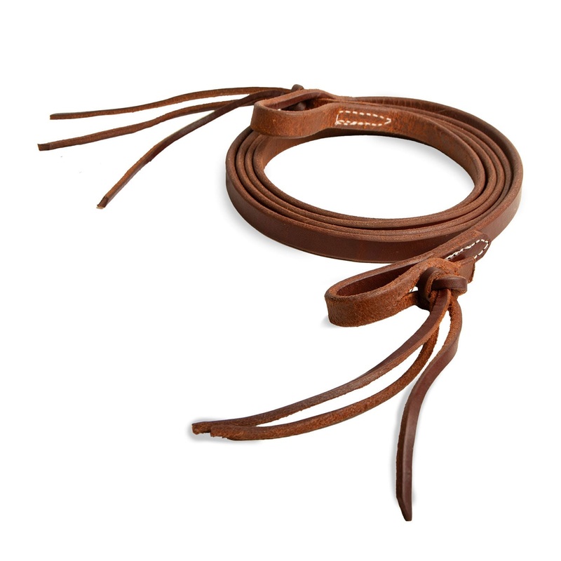 Poplar Head Saddlery Oiled Harness Leather Pineapple Knot Roping Rein, 5/8 x 7′