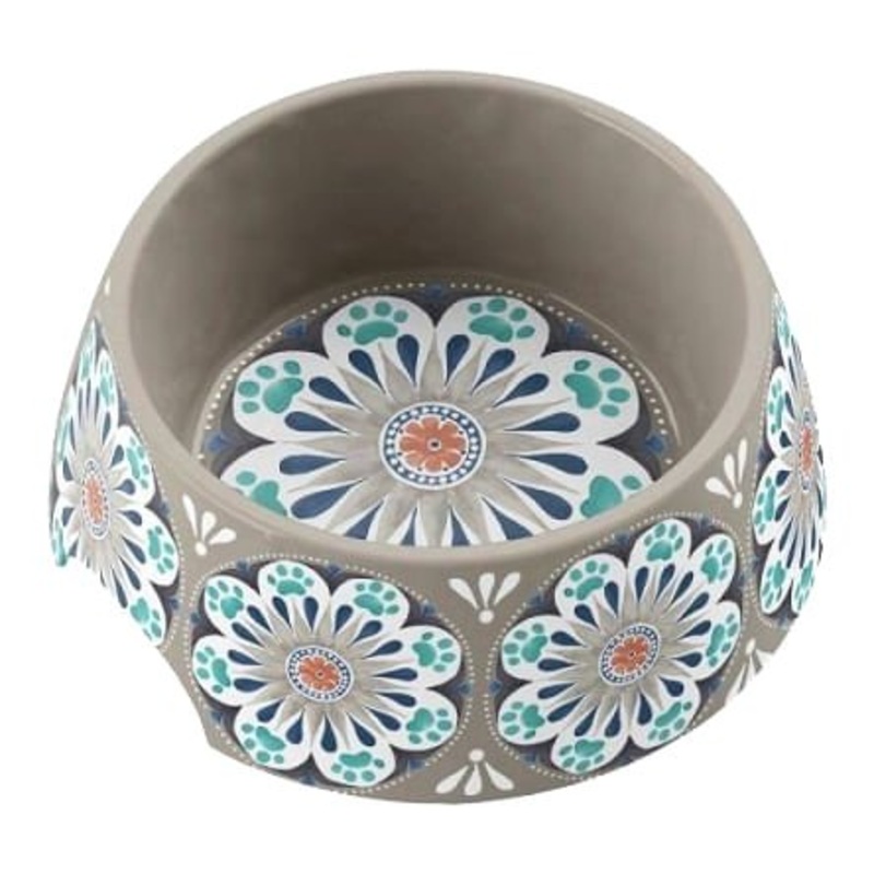 Carmel Medallion Pet Bowl|Gray