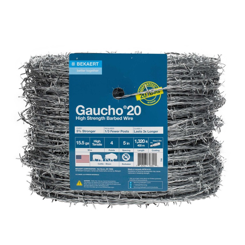 Gaucho 20 15.5 ga 4-Point 5 Spacing High Tensile Barbed Wire