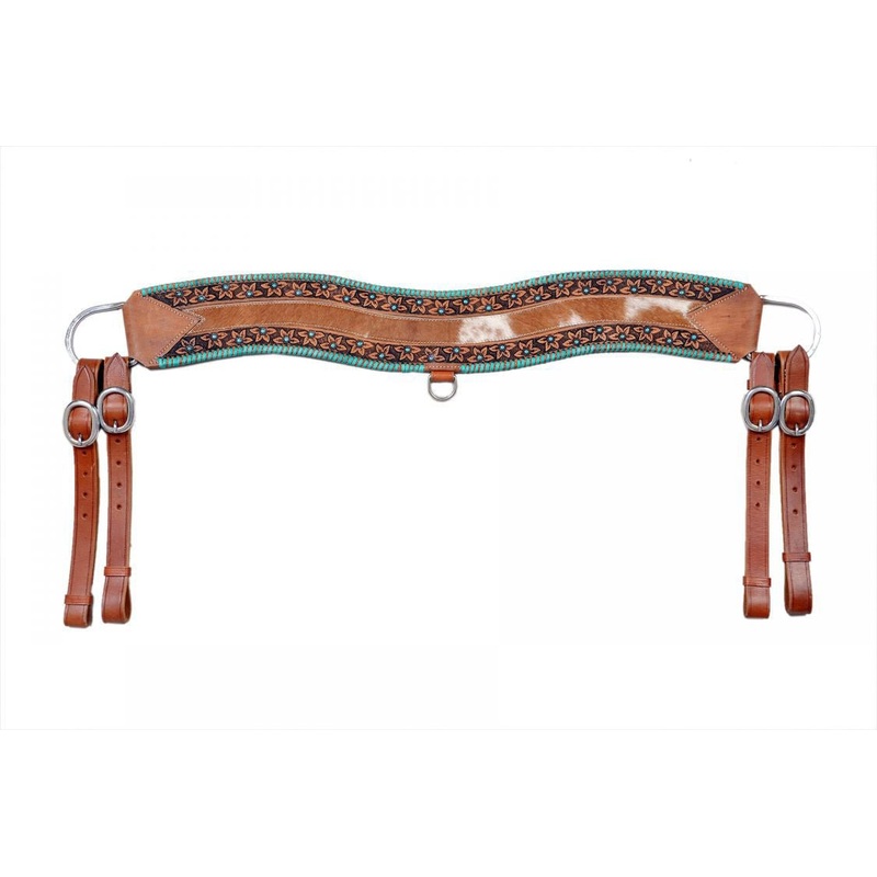 Showman Floral Tooled & Cowhide Tripping Collar