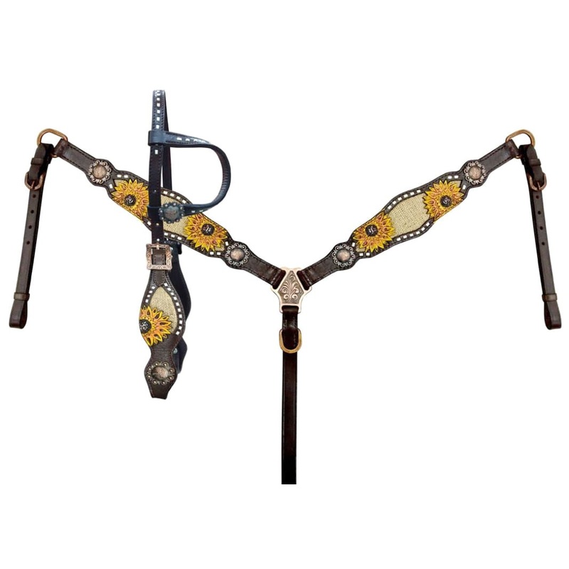 Showman Hand Painted Sunflower & Burlap Tack Set