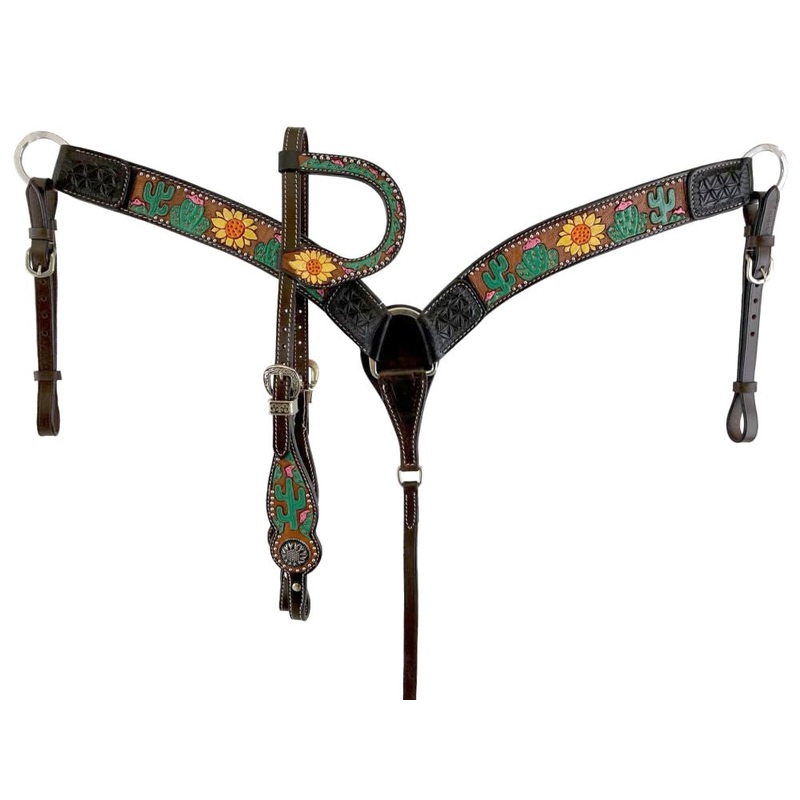 Showman Hand Painted Sunflower & Cactus Tack Set