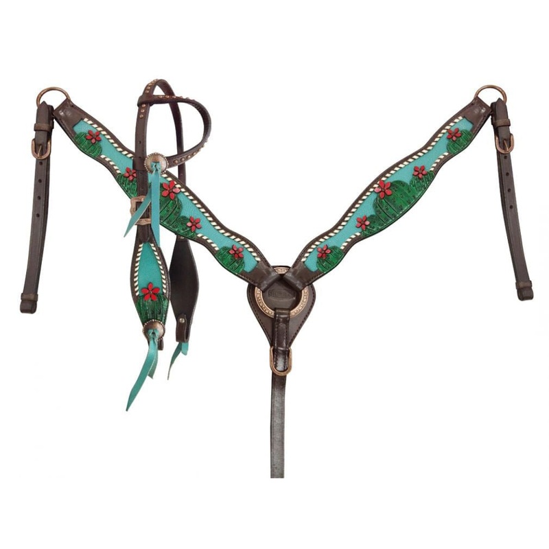 Showman Painted Cactus & 3D Flower Tack Set