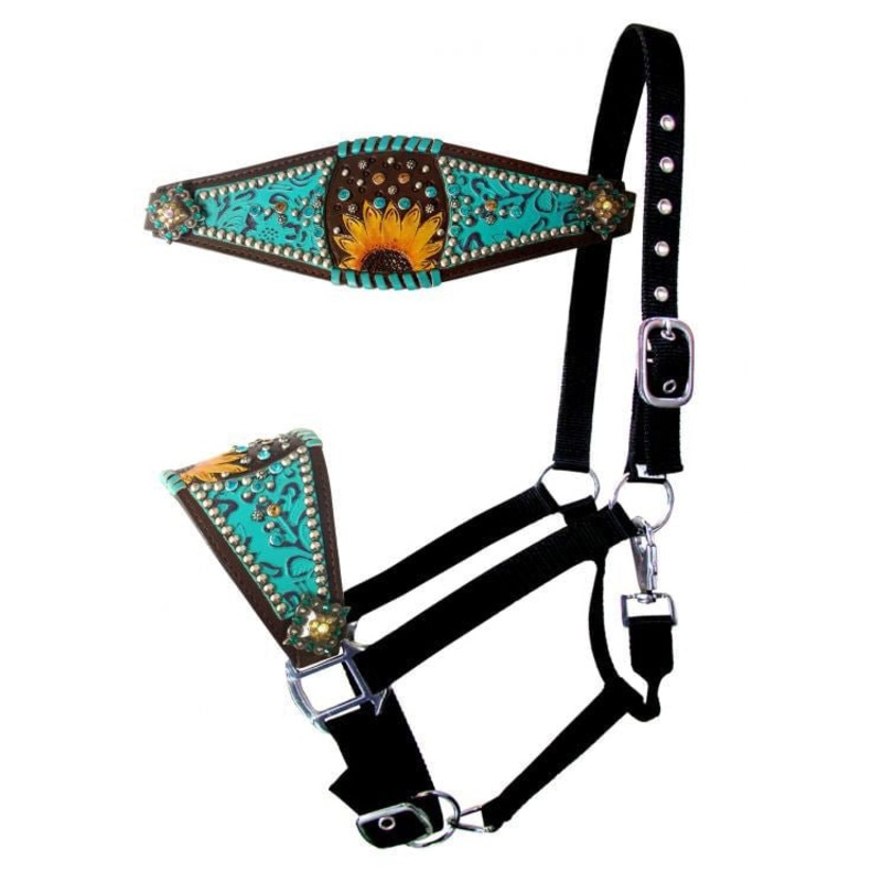 Showman Turquoise Filigree & Sunflower Bronc Halter