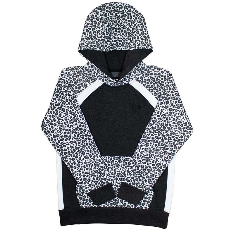 Hooey Savannah Ladies’ Hoodie, Black & White Cheetah