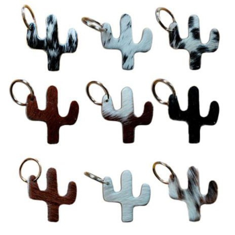 Showman Cowhide Cactus Keychain, Assorted