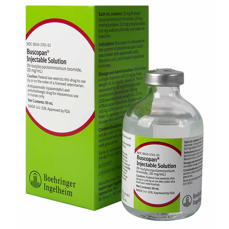 Rx Buscopan Injectable Solution for Horses, 50 mL