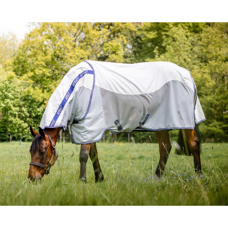 Amigo Airflow Horse Fly Sheet|66 in|69 in|72 in|75 in|78 in|81 in|Navy Check/Atlantic Blue & Ivory