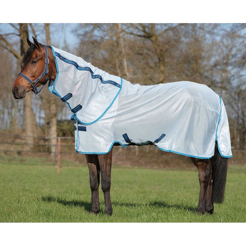 Amigo Bug Rug Horse Fly Sheet|66 in|84 in|Azure Blue/Navy & Electric Blue