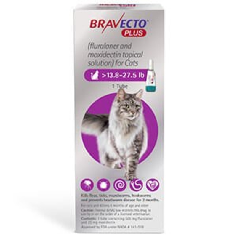 Rx BRAVECTO Plus Topical, Cat|13.8-27.5 lbs|2.6-6.2 lbs|6.2-13.8 lbs