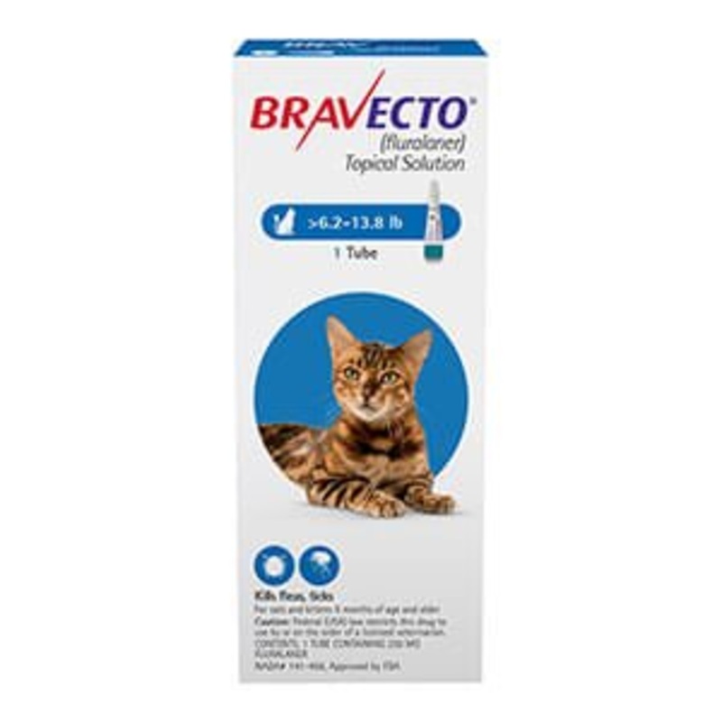 Rx BRAVECTO Topical, Feline|2.6-6.2 lbs|6.2-13.8 lbs|13.8-27.5 lbs