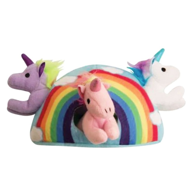 Snugarooz 4 Piece Hide & Seek Unicorn Rainbow Squeaker Dog Toy