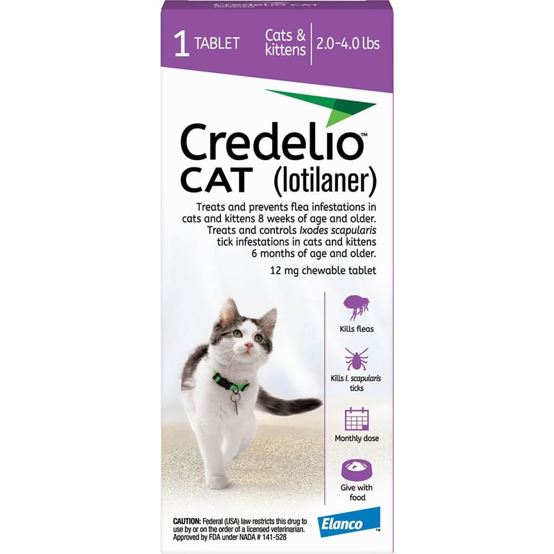 Rx Credelio Tablets for Cats|2-4 lbs|4.1-17 lbs|1 tablet|6 tablets
