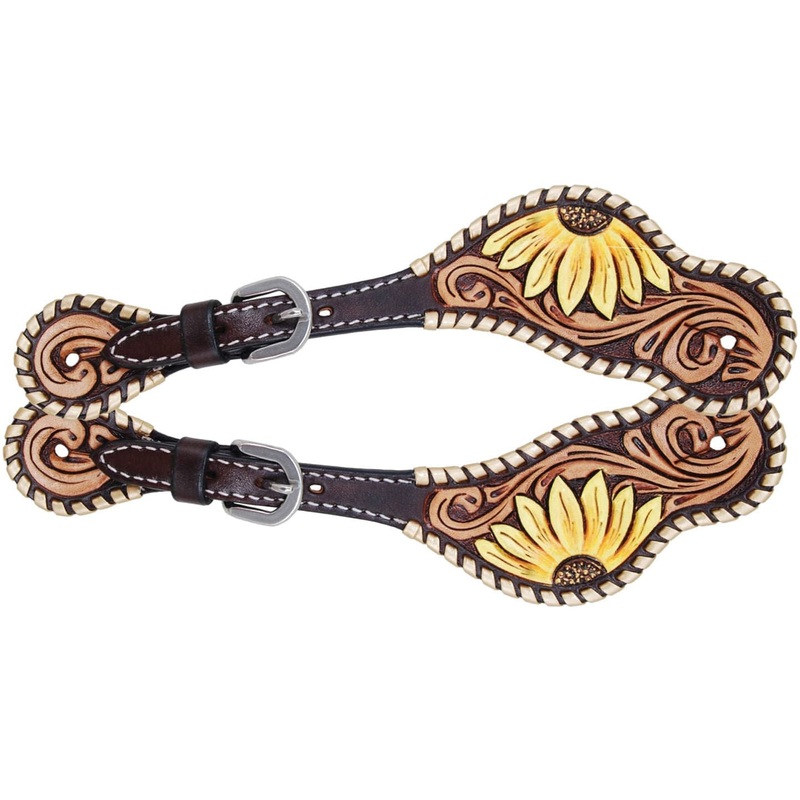 Rafter T Hand Painted Sunflower Ladies Spur Straps