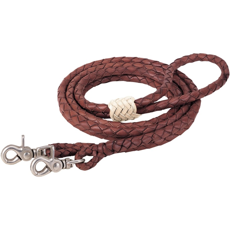 Round Braided Latigo Roper Rein, 3/8 X 8′