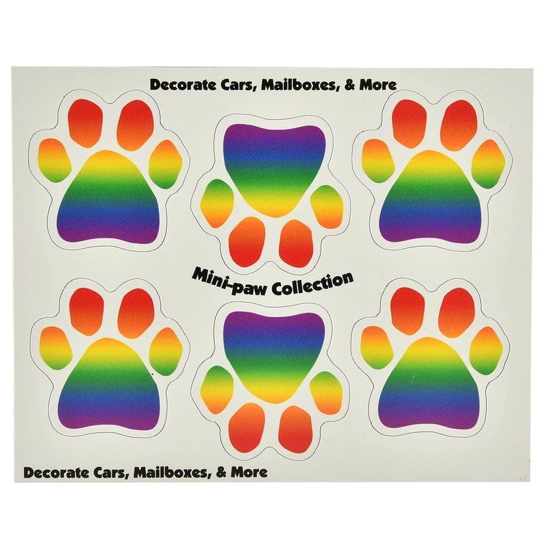 6 Mini-PAWS Magnets|Rainbow|Black