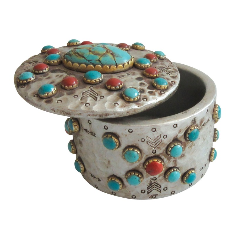 Turquoise Stones Jewelry & Trinket Box