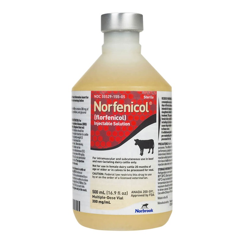 Rx Norfenicol Injectable Solution  Florfenicol Antibiotic for Cattle, BRD & Foot Rot Treatment