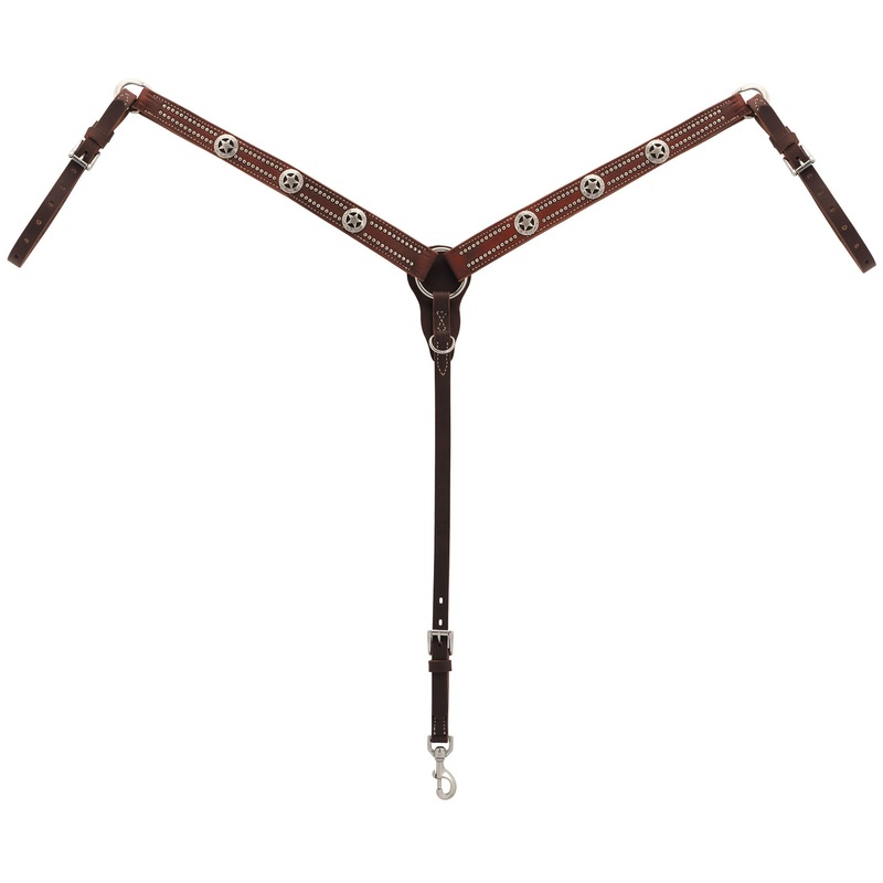 Weaver Texas Star Oiled Canyon Rose Harness Leather Tapered Breast Collar