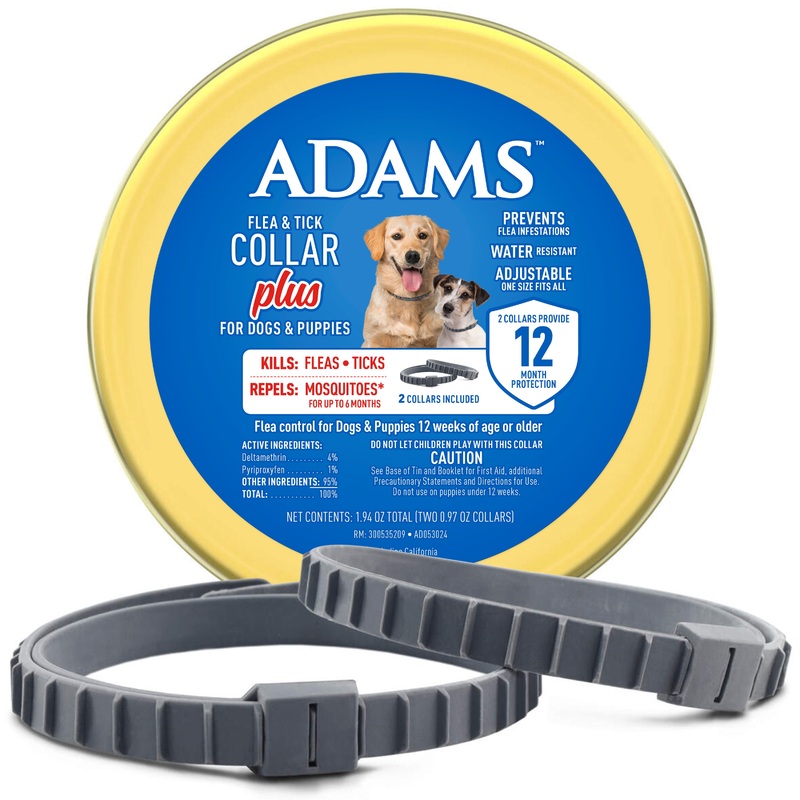 Adams Premium Flea & Tick Collar Plus for Dogs (2 pk/Gold Tin)