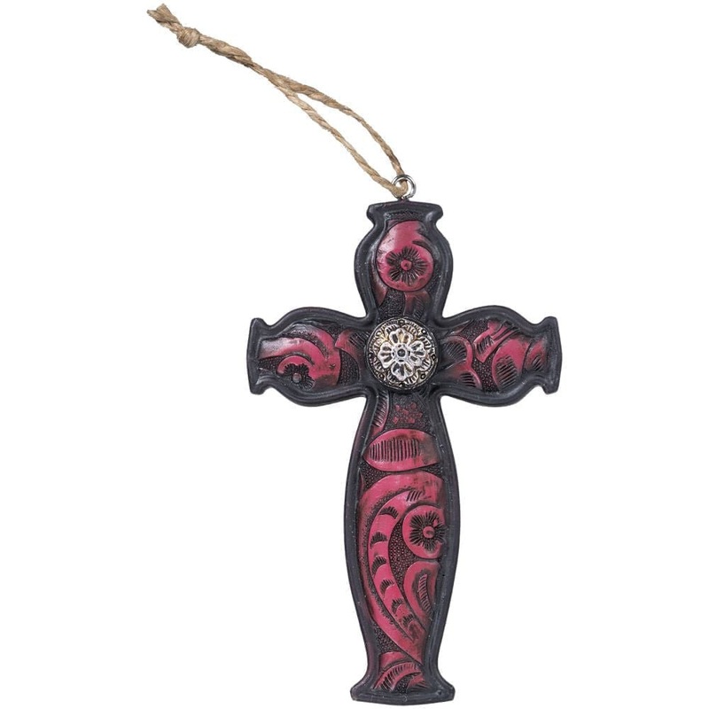 Pink Paisley Cross Ornament