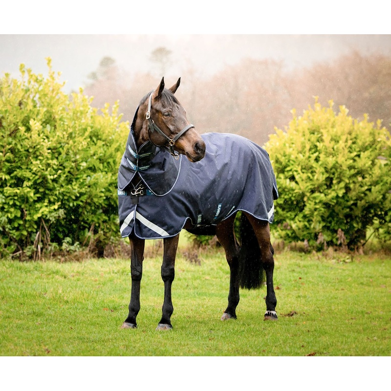 Rambo Duo Force Turnout Blanket, 100 Gram Outer with 100 Gram & 300 Gram Liner, Navy
