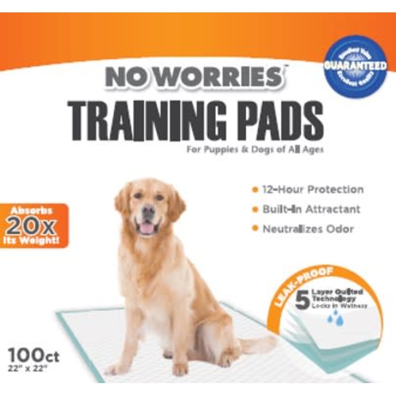 No Worries 12-Hour Dog Training Pads, 100 ct, 22 x 22