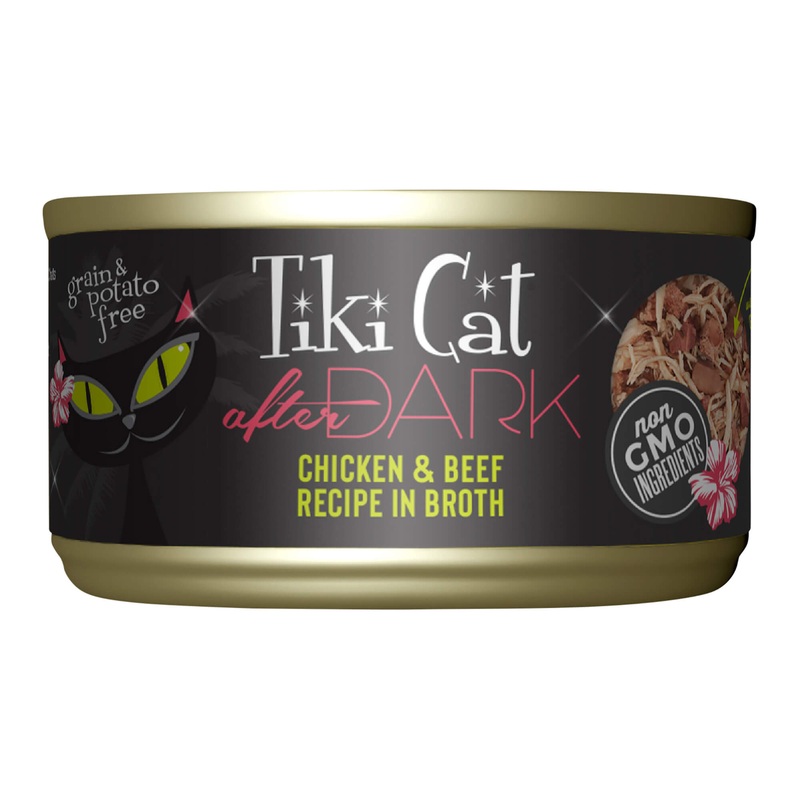 Tiki Cat After Dark Wet Cat Food, Chicken & Beef, 2.8 oz Cans, 12 ct