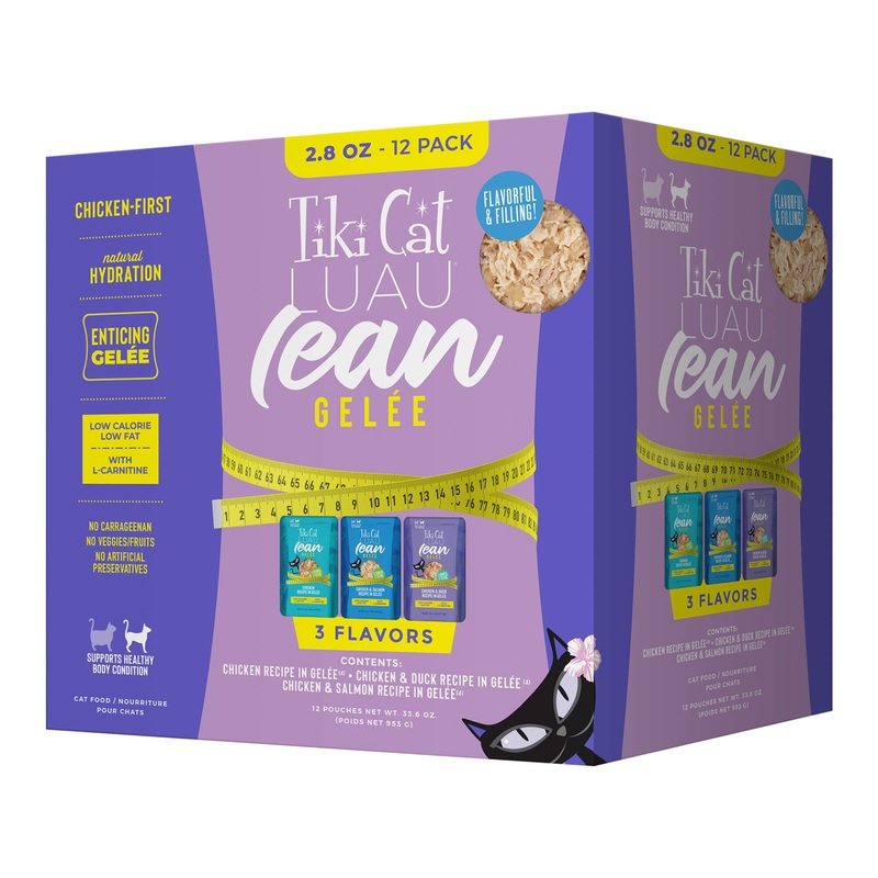 Tiki Cat Luau Lean Gelee Wet Cat Food, Variety Pack, 2.8 oz Pouch, 12 ct