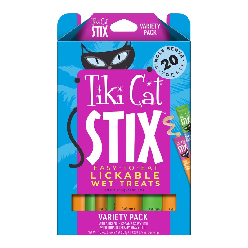Tiki Cat Stix Wet Cat Treats, Variety Pack, 10 oz, Box of 20 ct