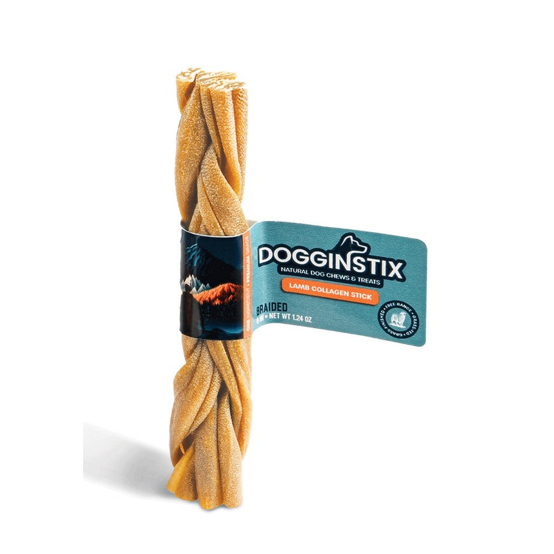 Dogginstix Braided Lamb Collagen Dog Chew  Long Lasting, Digestible, High Protein Rawhide Alternative