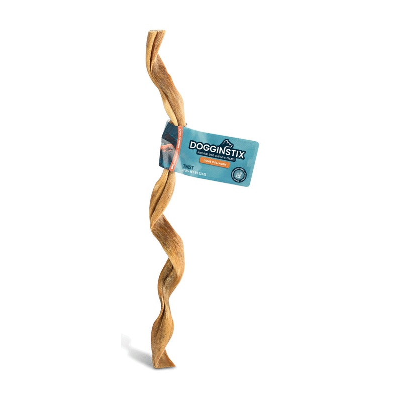 Dogginstix Braided Lamb Collagen Twist Dog Chew  Natural, Odor Free, Long Lasting