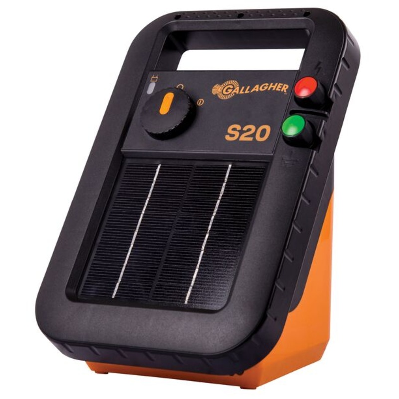 Gallagher S20 Portable Solar Fence Energizer  12 Mile / 40 Acre, Lithium Battery