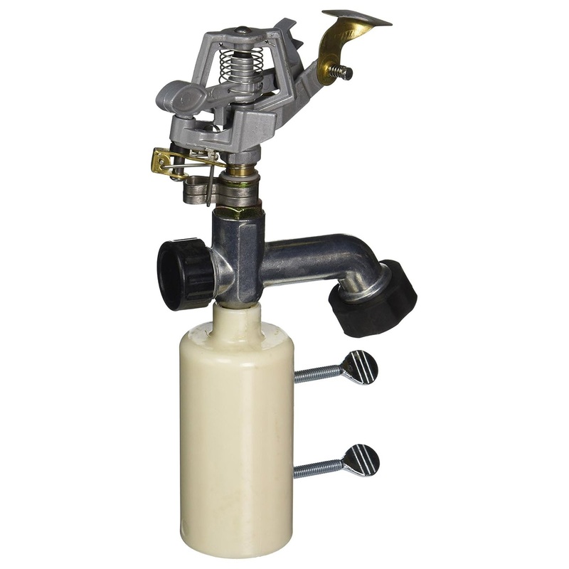Heavy-Duty T-Post Irrigation Sprinkler Attachment, Brass/Zinc  Adjustable Spray for Garden, Yard, and Corrals, 90 ft Coverage