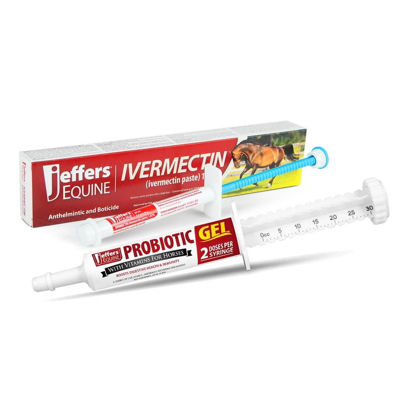 IverPro 2 Pack Horse Dewormer Paste with Probiotic Gel, Ivermectin 1.87% Equine Parasite Control & Digestive Support