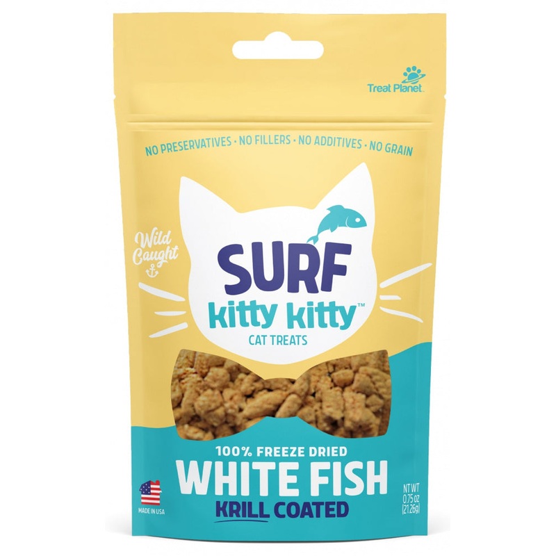 Treat Planet Surf Kitty Kitty 100% Freeze Dried Whitefish with Krill Coating Cat Treats