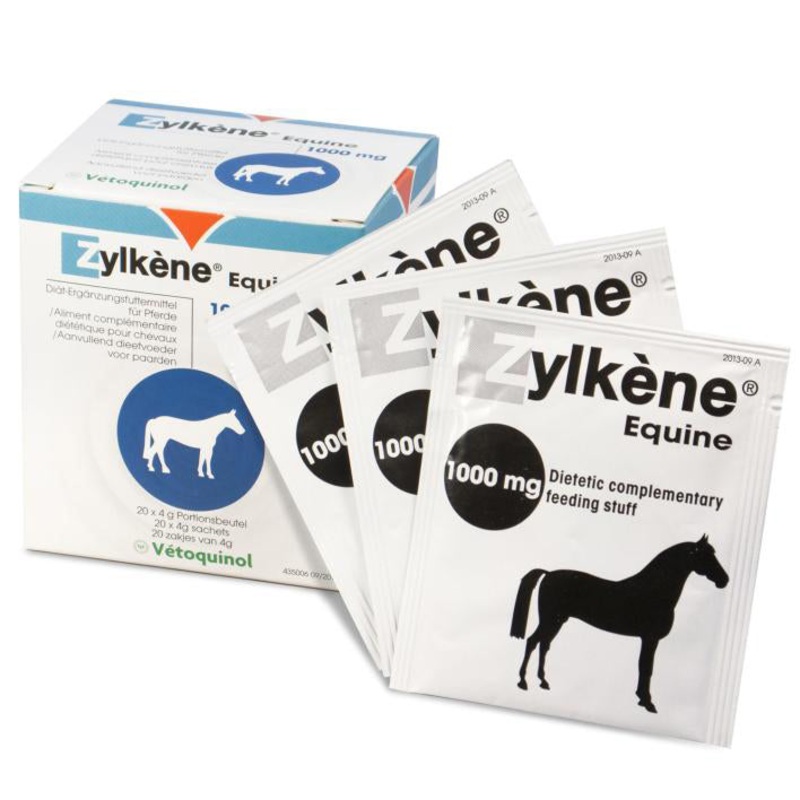 Vetoquinol Zylkene Equine Calming Supplement for Horses, Apple Flavor Powder, 2000 mg, 20 Count