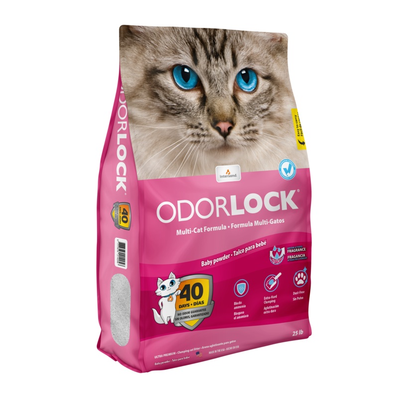 Intersand OdorLock Ultra Premium Baby Powder Scented Multi-Cat Litter Formula