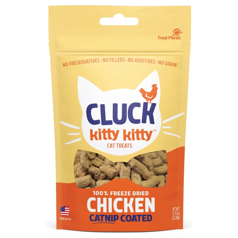 Treat Planet Cluck Kitty Kitty 100% Freeze Dried Chicken with Catnip Coating Cat Treats
