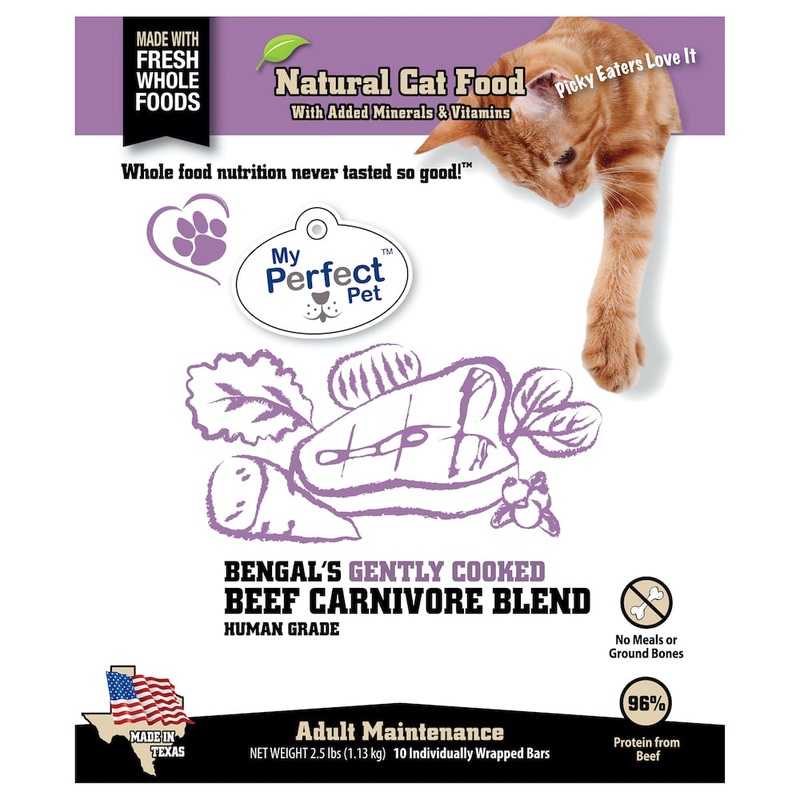 My Perfect Pet Carnivore Bengal’s Gently Cooked Beef Blend Frozen Cat Food Bars