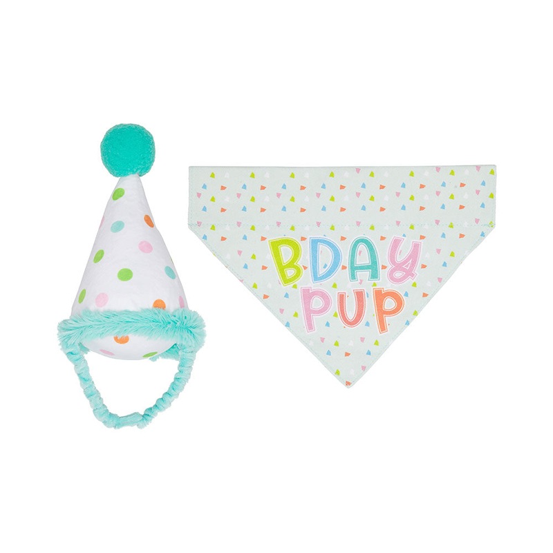 Pearhead Birthday Pup Bandana Hat Set S/M